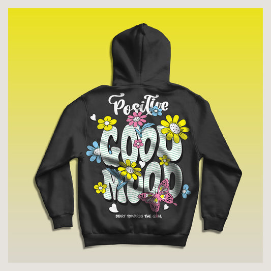 ‘GOOD-MOOD’ Drop-Shoulder Hoodie