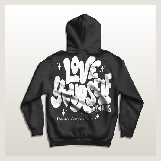 ‘LOVE-YOURSELF Typography Drop-Shoulder Hoodie